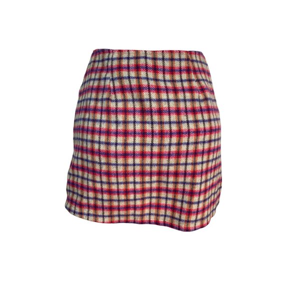 American Eagle Women Plaid Mini Skirt Red Button-Front Pockets Size 4 - New - Picture 3 of 7